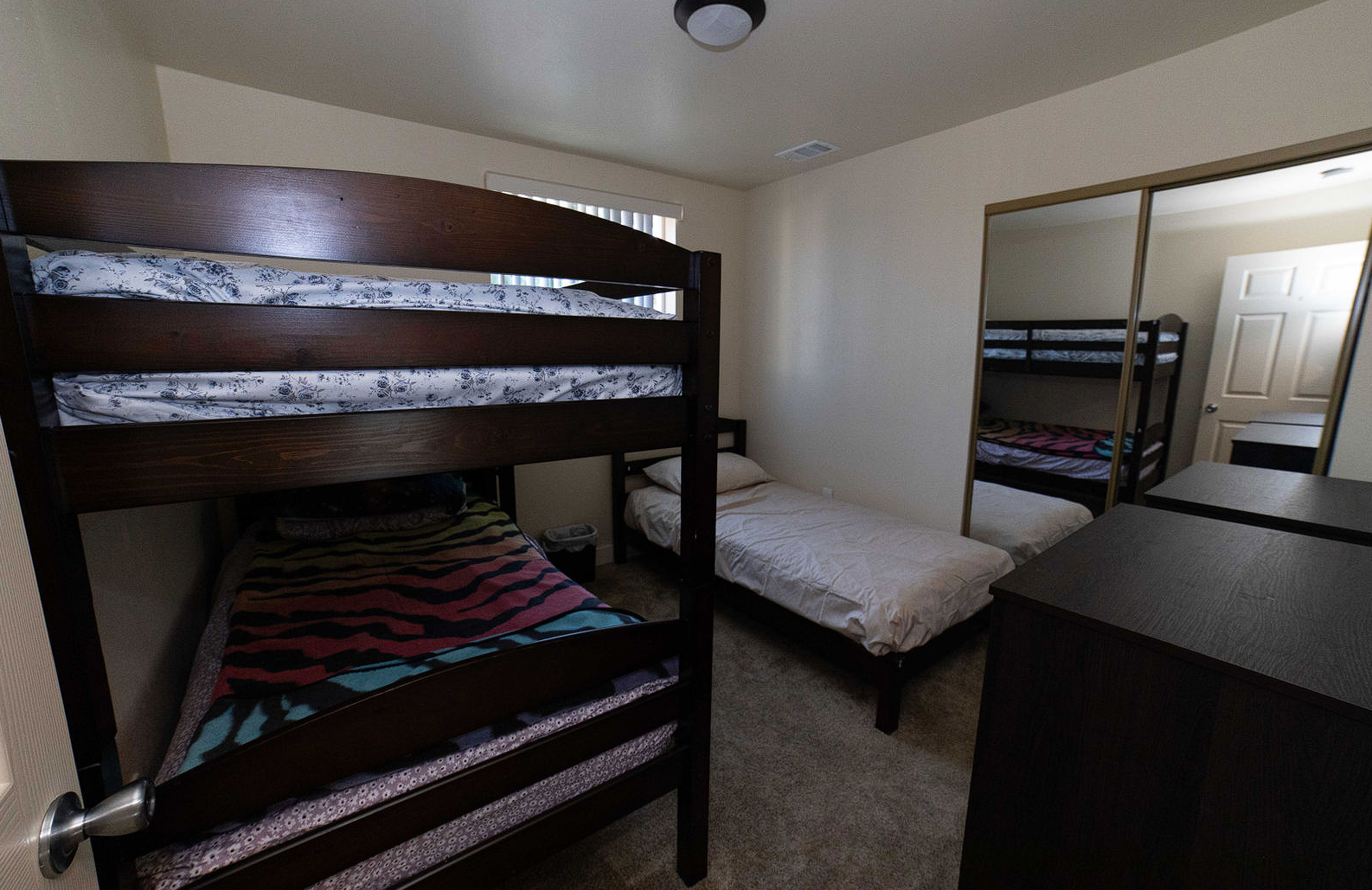 Shared bedroom in a sober living home in Los Angeles.
