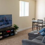 Common room at a women's shared housing home in Los Angeles.
